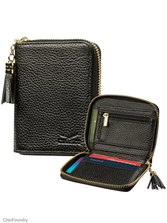 Genuine Leather RFID Blocking Bifold Wallet Women Small with Coin Pocket