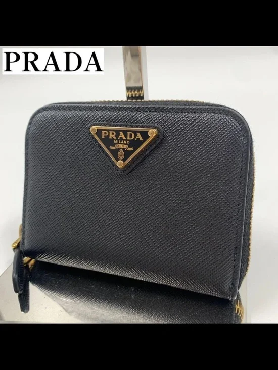 Prada Black Saffiano Leather Zip Wallet