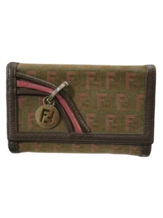 Fendi Monogram Logo Canvas & leather medium wallet Vintage piece with COA