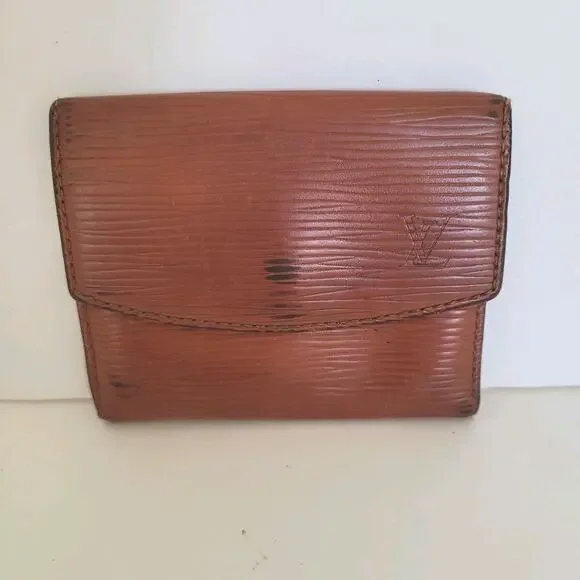 Louis Vuitton Epi Cartes Crédit Wallet Small Card Holder Brow Leather Retro Logo