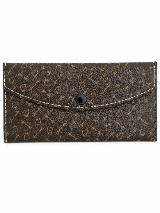 Brown Patterned Snap Fold Wallet