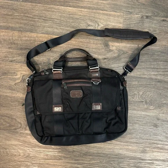 Tumi Alpha Bravo Pinkney Flap Brief Case 2-Way Hand Shoulder Messenger Bag‎