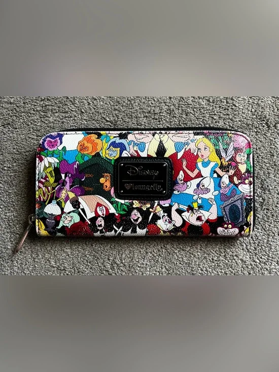 Disney Loungefly Retired Alice in Wonderland Character Print Zipper Wallet