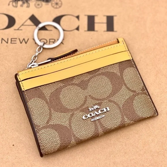 Coach Mini Skinny ID Case Small Wallet in Signature Canvas