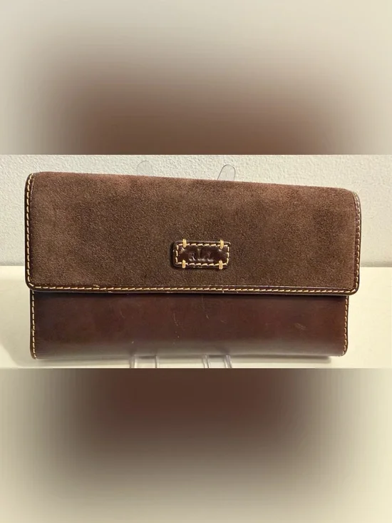Lauren Ralph Lauren brown leather and suede wallet.