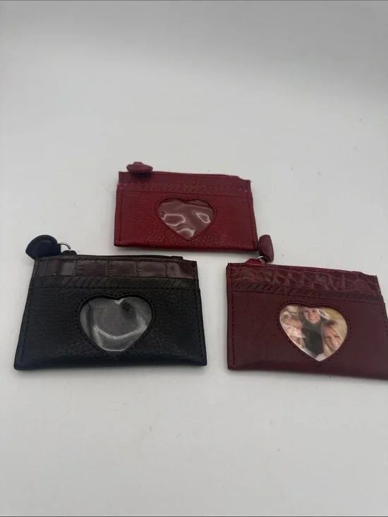 Set of 3 Brighton pebbled leather card ID holders mini wallet coin