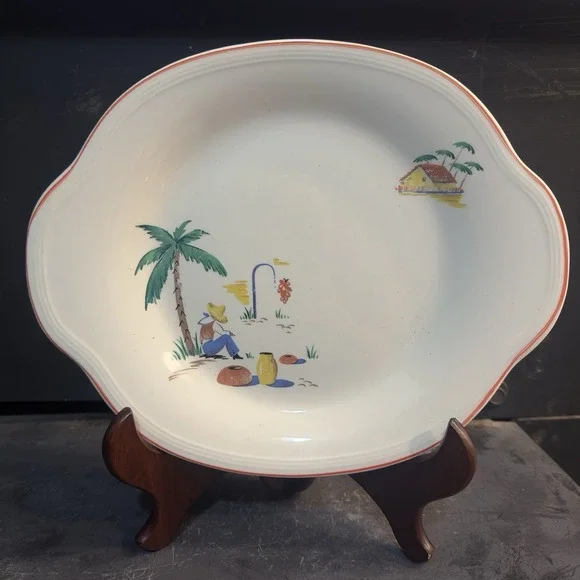 1930's Edwin Knowles Oval Platter Desert Southwest Tijuana Scene 11