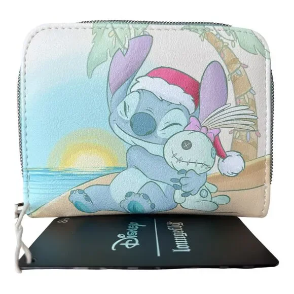 Loungefly Disney Stitch & Scrump Holiday Beach Mini Zipper Wallet NWT