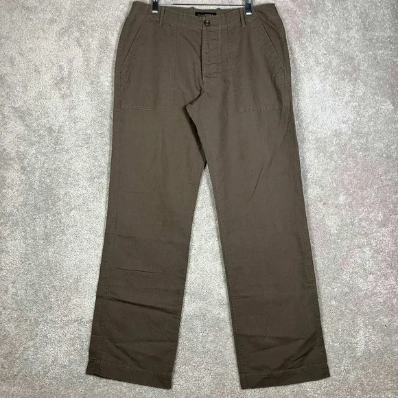Banana Republic Pants Mens 34/34 Brown Linen Cotton Blend Utility Cargo Pocket