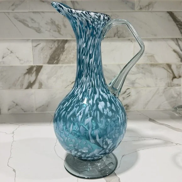 Hand Blown Glass Pitcher 15.5