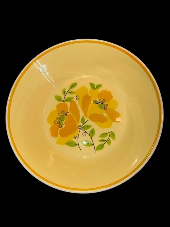 Vintage Mikasa Colormates Hilo C4302 9” Serving Bowl Yellow Floral 1970s