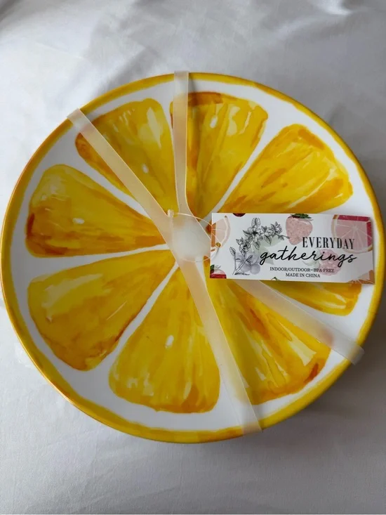 Yellow Citrus Melamine Salad Plates