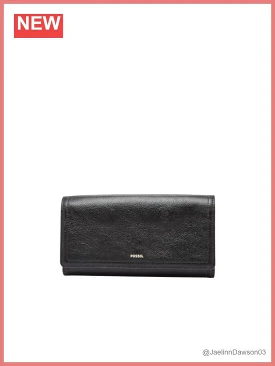 Women's Leather Flap Clutch Wallet with RFID Blocking, 12 Card Slots, Snap
