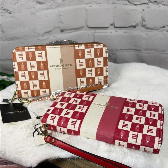 London Fog BOGO NWT 2 for price of 1. Red and‎ Tan Patterned Wallet