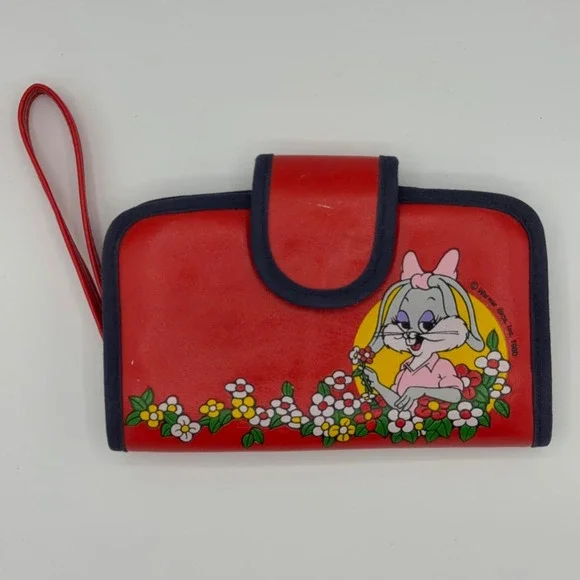 VTG 1980 Warner‎ Bros Wallet Looney Tunes Honey Bunny Floral Wristlet Coinpurse