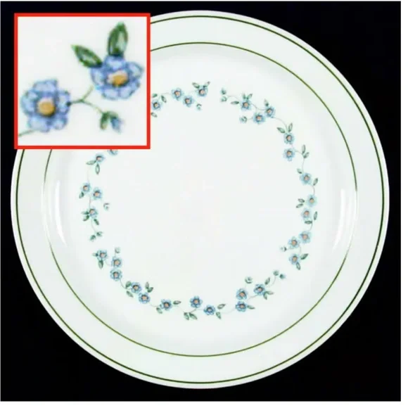 8 | Forget Me Not (Rim, Corelle) by CORNING CORELLE ~ 10 1/4” Dinner plates