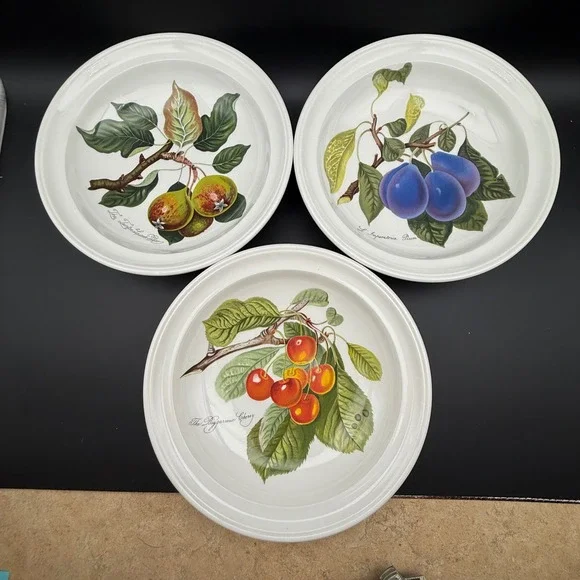 Vintage Portmeirion Pomona Fruit Pasta Bowls Set of 3  9