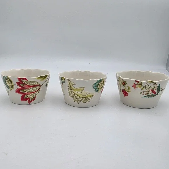 222 Fifth Bella Donna Fine China Ramekins Floral Paisley Bowls Set of 3