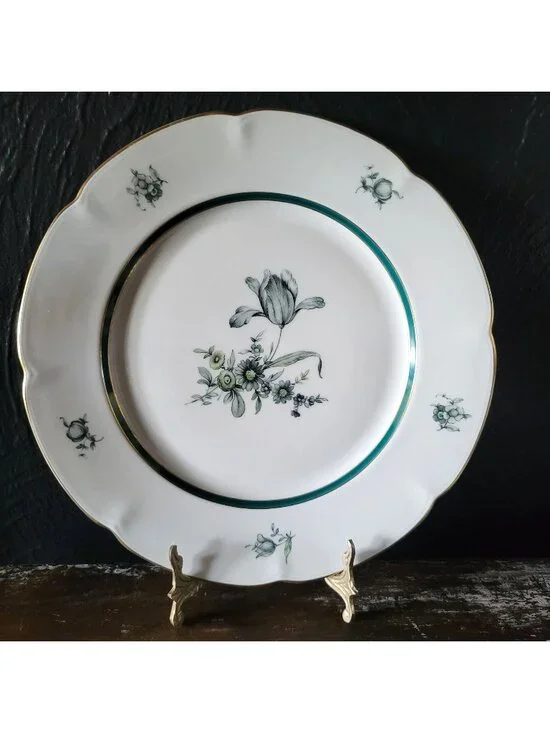 Vintage Royal Bayreuth Teal Tulip Dinner Plate 10.875
