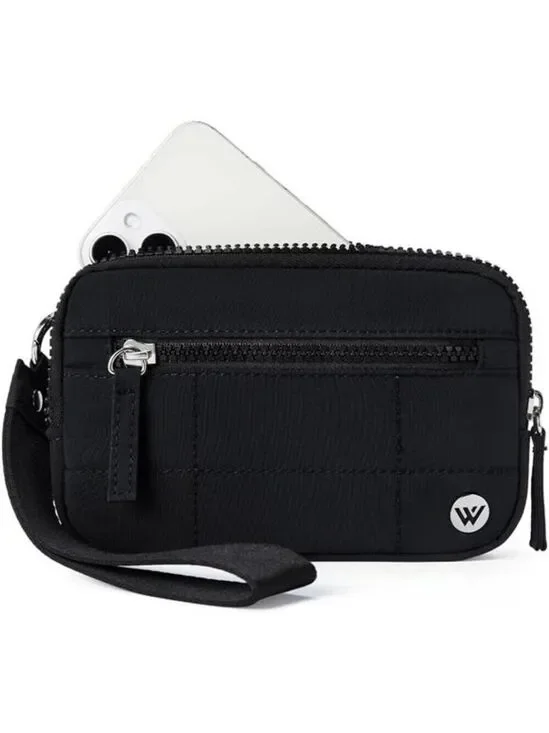 Womens Wristlet Wallet Quilted RFID Nylon Zipper Travel Purse Small Handbag