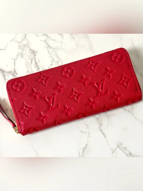 Louis Vuitton Clemence Zip Around Wallet Empreinte Leather Red