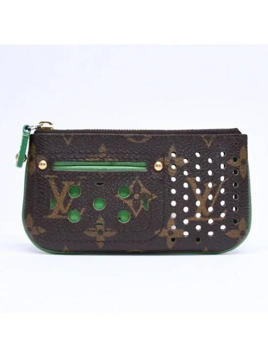 Louis Vuitton Perfo Pochette Cles Coin Purse Monogram Brown Green