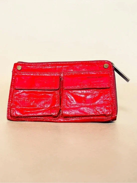 RARE Matt & Nat Red Zip-Around Wallet Vegan Leather