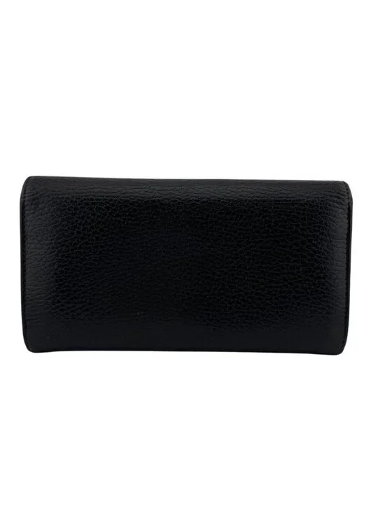 Gucci Continental Wallet GG Marmont Leather Black