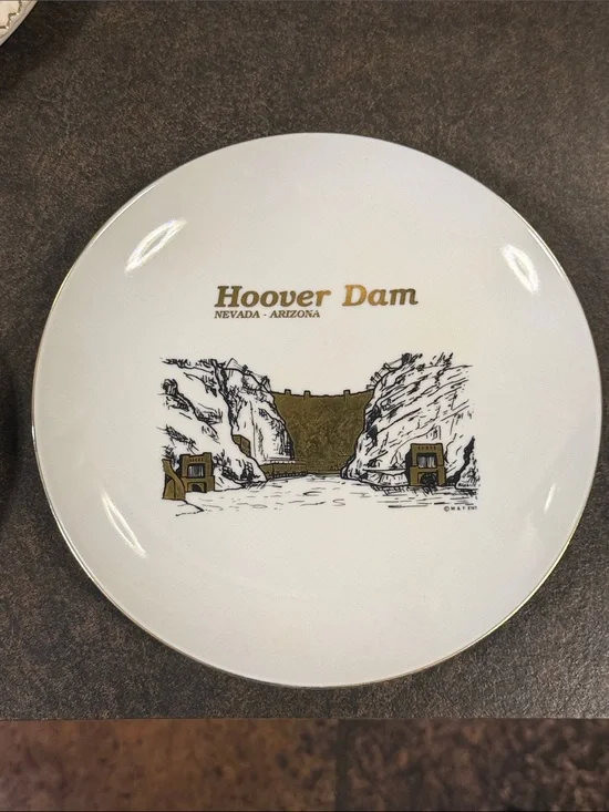 Hoover Dam Decorative White Collectible Plate