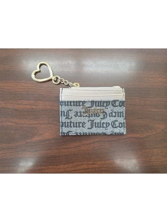 Juicy Couture  Gothic Monogram Debossed Card Case Wallet Zip Pouch Y2K Revival