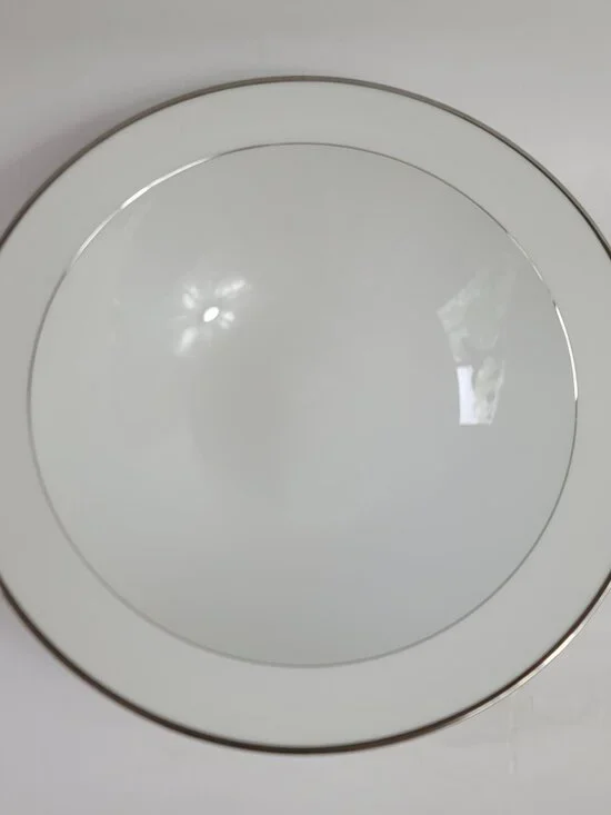 Style House Fine China Wedding Band Serving Bowl White Platinum Ring & Trim
