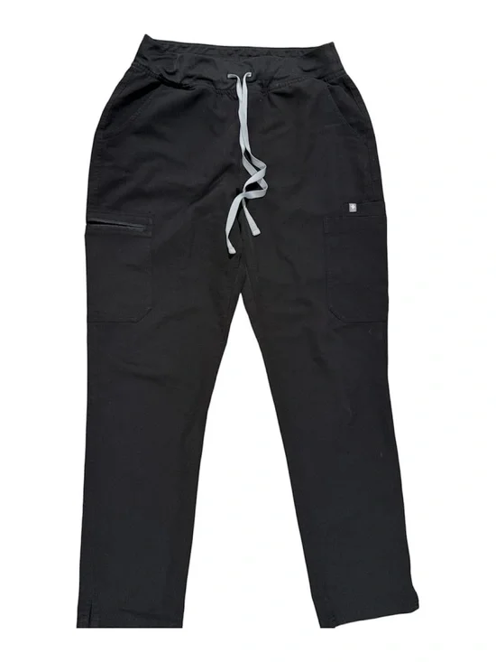 Figs Men’s Black Cargo Joggers with Gray Drawstring