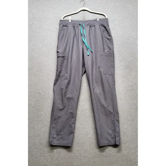 FIGS Women Scrub Pants XLT Gray Yola Skinny Cargo Pockets 31