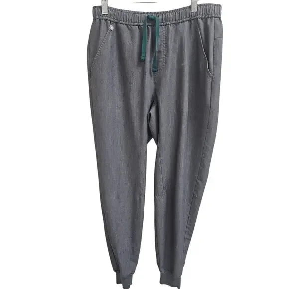 FIGS Men's Tansen Jogger Scrub Pants MXXSW2004 Graphite Gray Green Ties Size M