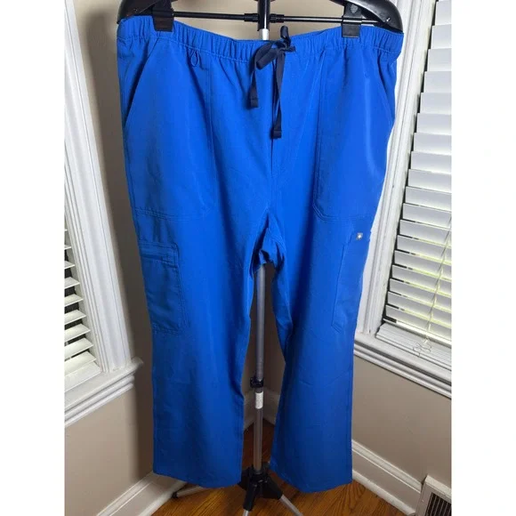 FIGS Cairo Cargo Scrub Pants Mens 2XL Royal Blue Zip Fly Straight Leg‎ 1000200R