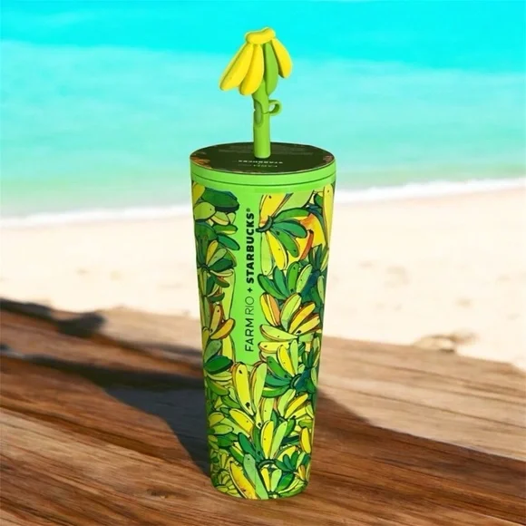 Starbucks Farm Rio Banana‎ Leaf Tumbler 24oz Limited Edition with Straw Topper