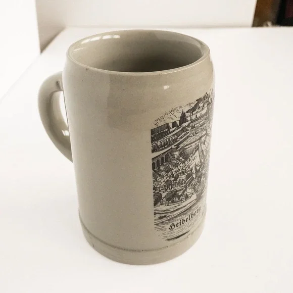 Wick-Werke Beer Stein Unisex‎ 0.5L Grey Heidelberg Cityscape Stoneware