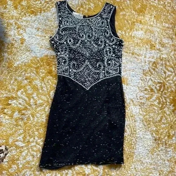 Lawrence Kosar New York vintage hand beaded mini cocktail dress S
