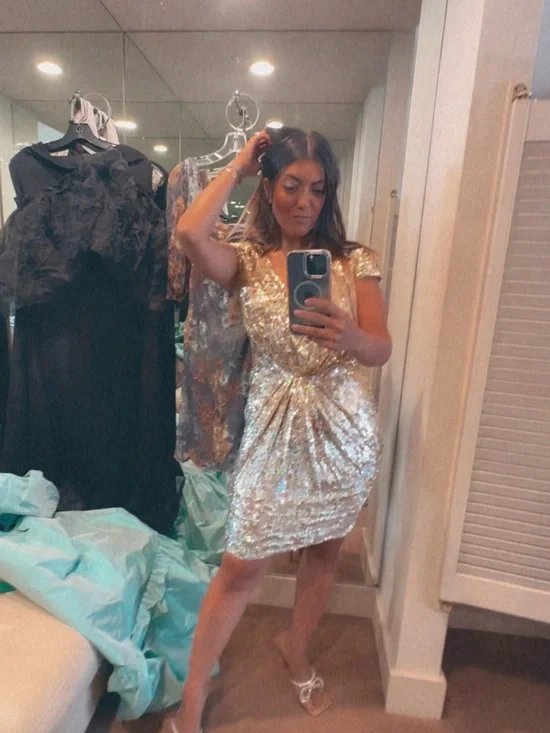Jovani Gold Sequin Mini Dress
