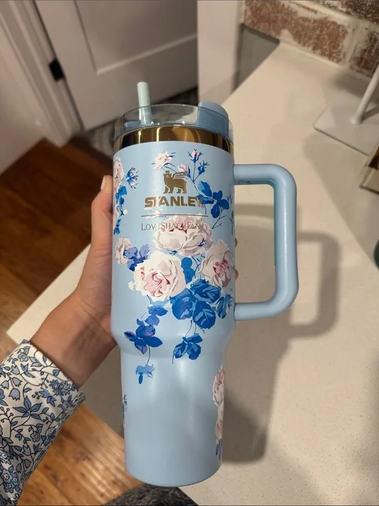 Love Shack Fancy x Stanley Light Blue Floral Insulated Cup