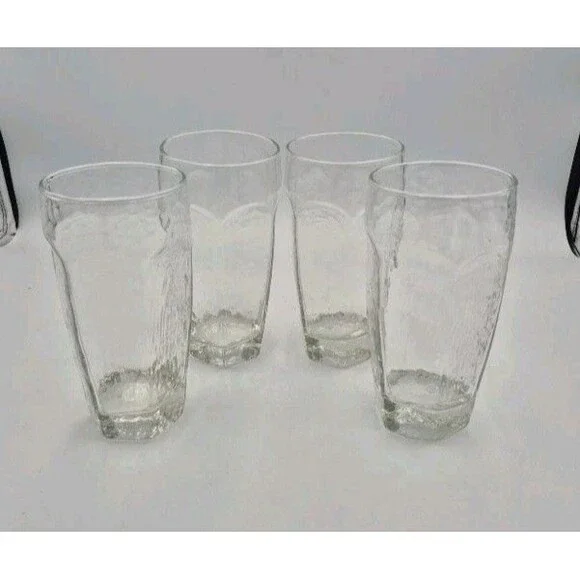 Vintage Libbey Chivalry Clear Textured 16 Oz  Glasses Tumblers Highball 6.125