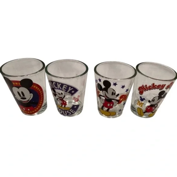 Disney Mickey Mouse Collector Glassware Set  4 Licensed Shot Glasses 1.5…