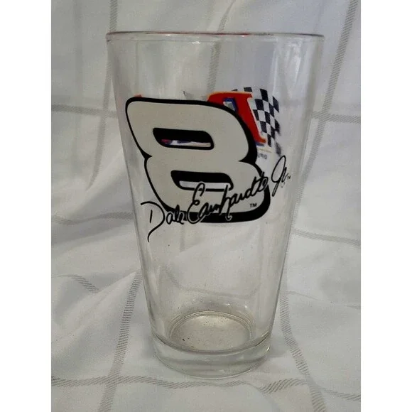 Nascar Pint Glass Dale Earnhardt Jr. #8 Black and White Racing Pint Glass