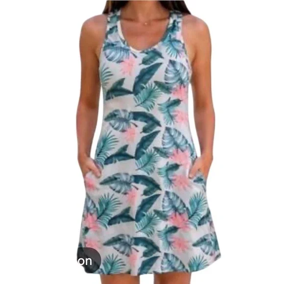 Kyodan Outdoor Tropical Palm Active Dress Size XS Built In‎ Shelf Bra Athleisure