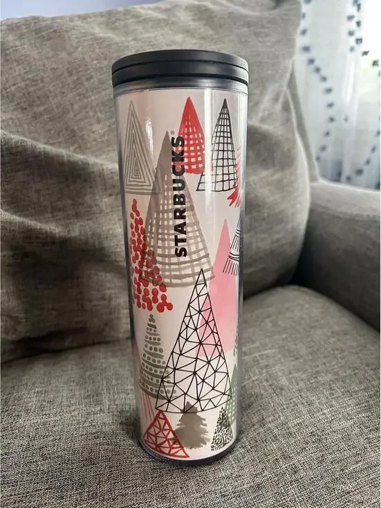 Starbucks Holiday Christmas Trees 16oz Insulated Travel Tumbler Mug 2017