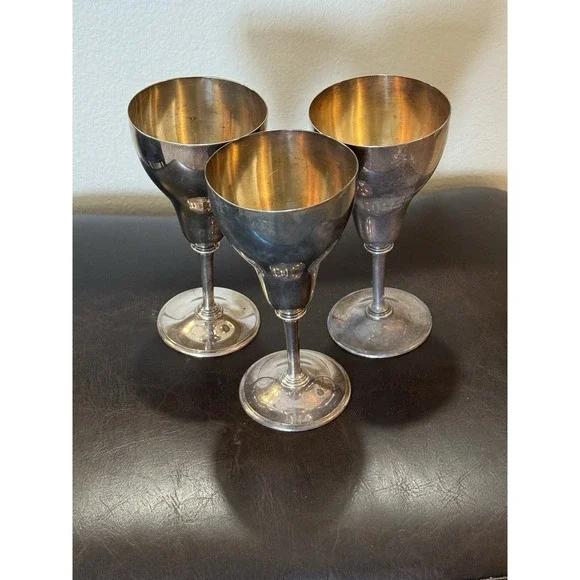 Meriden S P Silver Plate Goblets International Co 2008 Vintage Set Of‎ 3