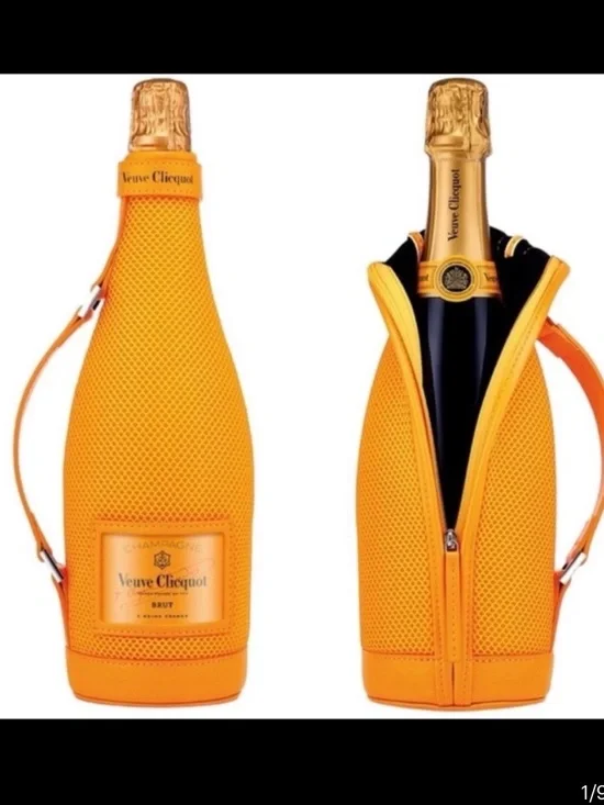 Veuve Clicquot Orange Champagne Bottle Ice Jacket Zippered Sleeve with Handle