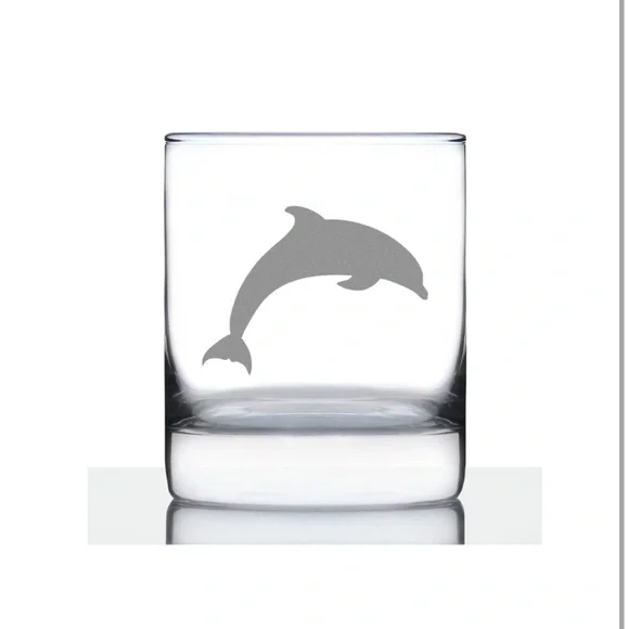 Set‎ of 2- Dolphin Whiskey Rocks Glass - Beach Themed Gifts for Men & Women