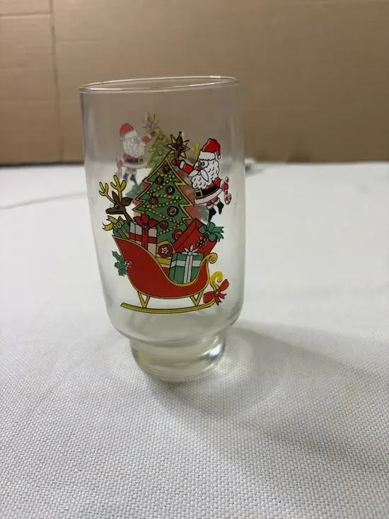 VTG Coca-Cola Drinking Glass Unisex 14 Oz 1985 McCrory Christmas Santa Sleigh