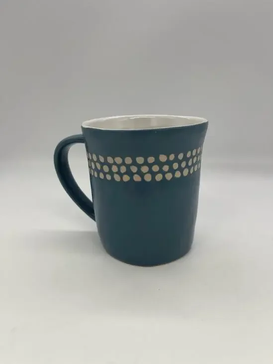 Starbucks 2008 Slate Blue With White Polka Dots 14oz Coffee Cup Mug